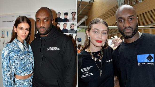 Virgil junto a Kaia Gerber y Gigi Hadid