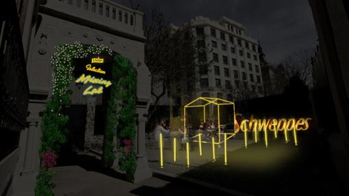 Entrada a la pop up de Schweppes