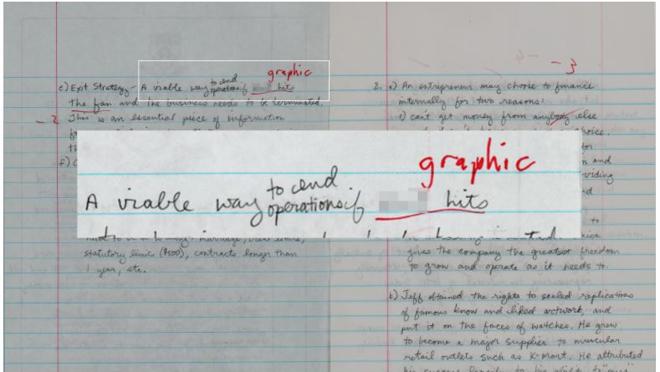 Los documentos están marcados en bolígrafo rojo