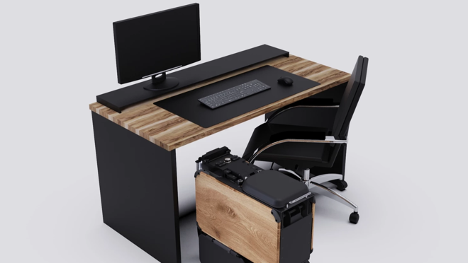 Plegada puede hasta guardarse bajo un escritorio