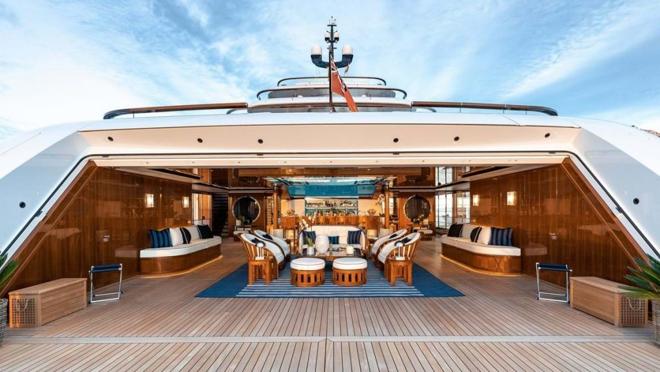 La cubierta del yate del millón de euros donde Beyoncé disfruta de sus vacaciones.