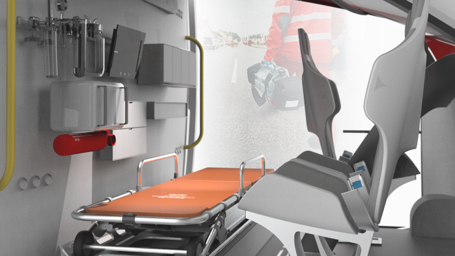 Interior de la versión del vehículo de emergencias
