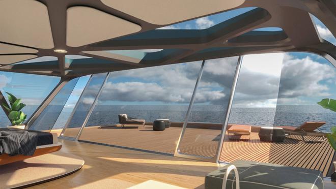 La suite principal está en la proa y cuenta con terraza privada.