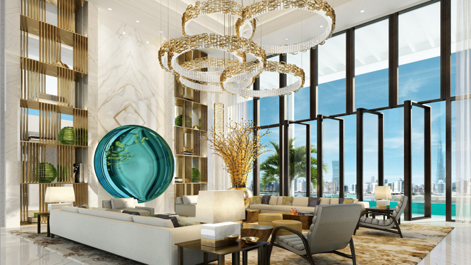 Imagen de la sala de estar de la Royal Mansion