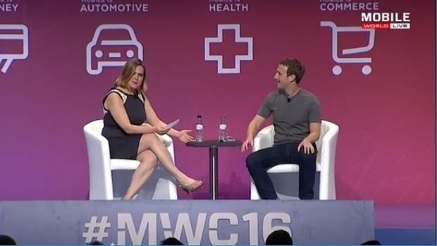 Mark Zuckerberg, durante su intervención en el Mobile World Congress en la presentación de Samsung