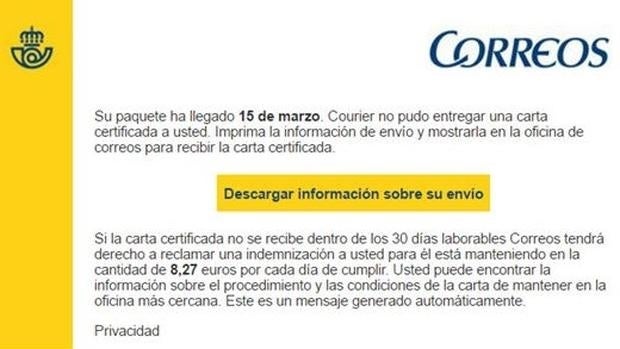 Correos «ataca» de nuevo en otra oleada de emails fraudulentos