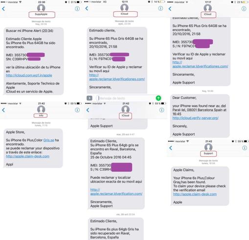 Los mensajes fraudulentos que recibe el usuario de iPhone