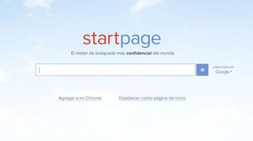 Captura de pantalla del buscador Startpage