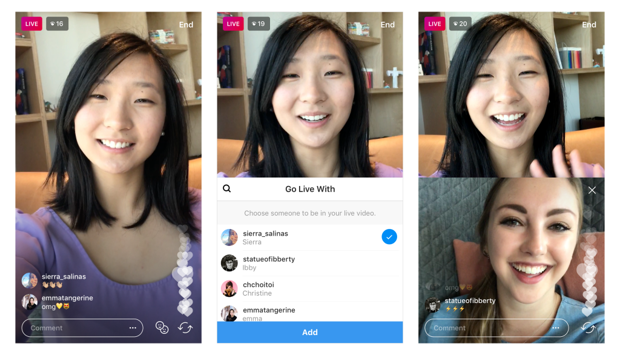 Instagram está probando los vídeos en directo con varios usuarios en la misma retransmisión
