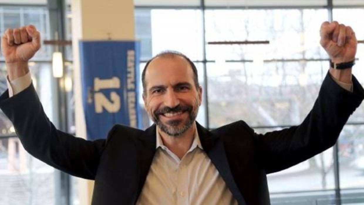 Dara Khosrowshahi, consejero delegado de Uber, en una presentación