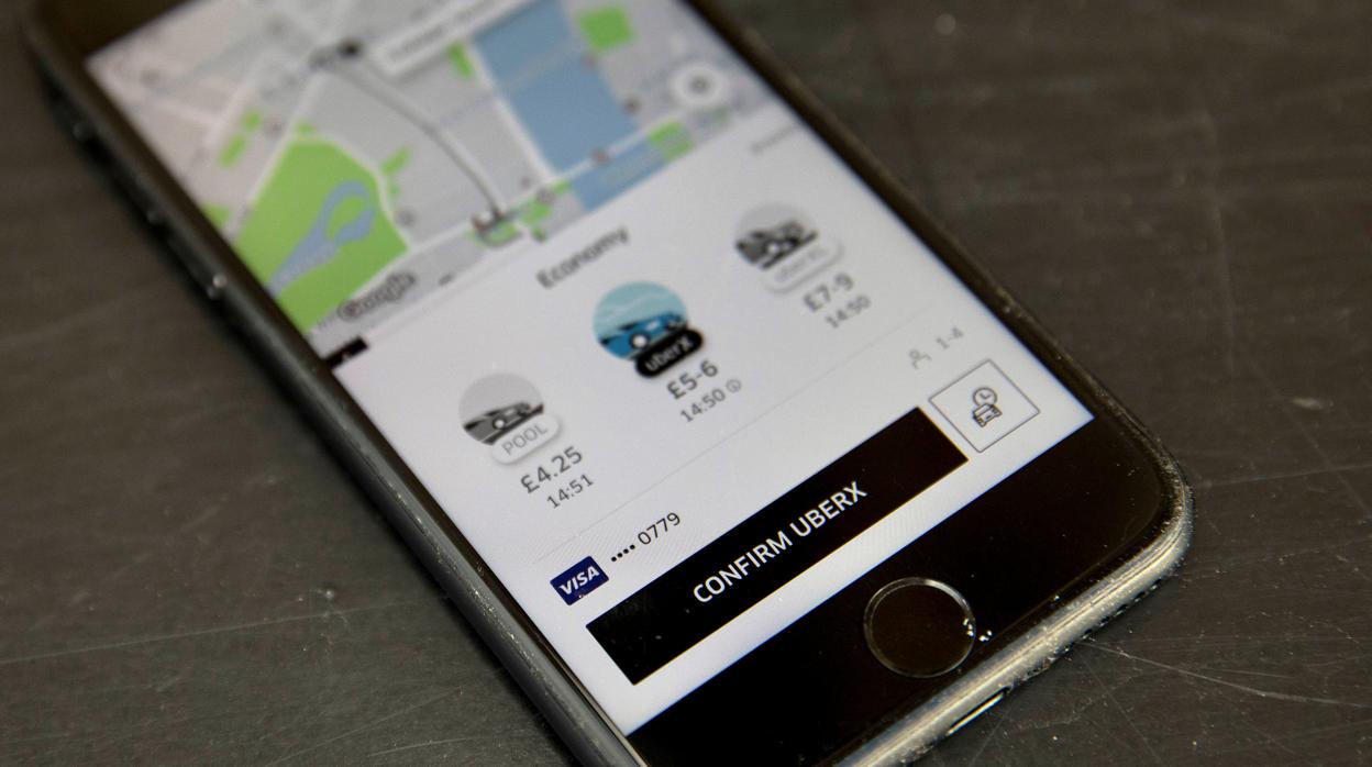 La «apps» de Uber en un «smartphone»