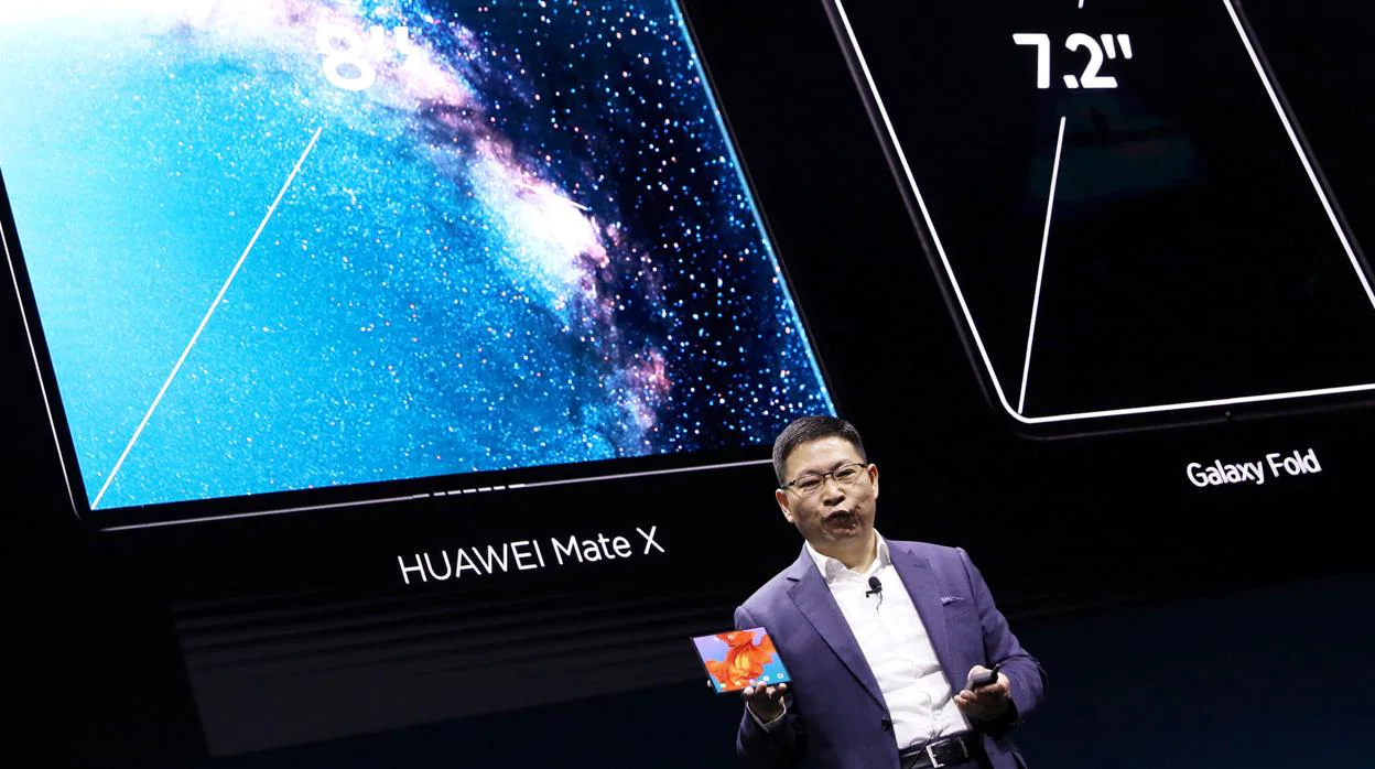 Richard Yu, presidente de Huawei, durante una conferencia