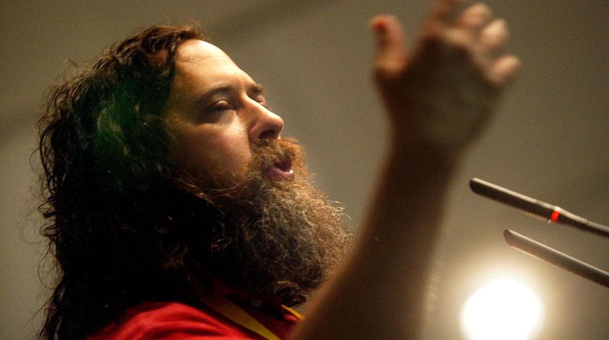 Richard Stallman, activista del software libre, en una intervención en 2004 en Valencia