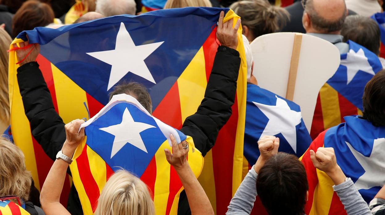 Un grupo de independentistas, durante una protesta