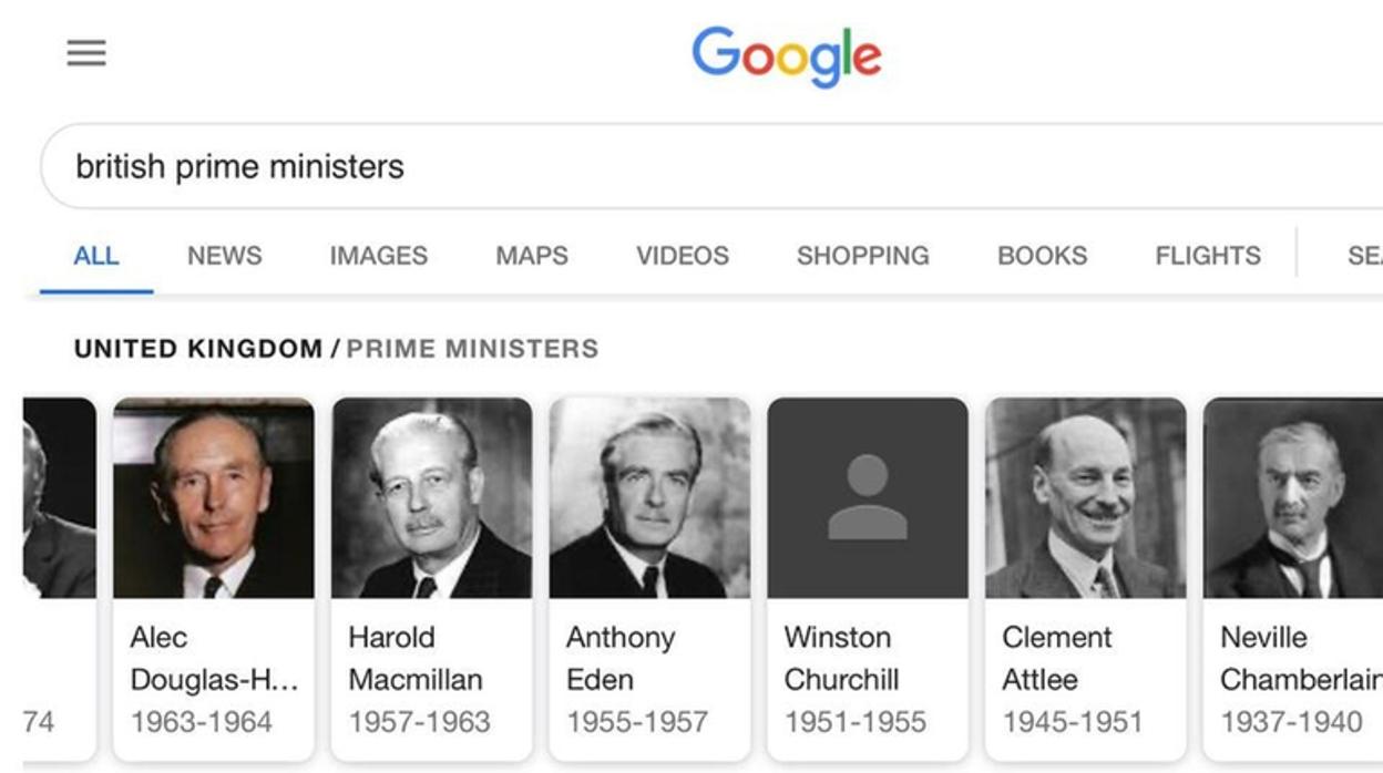 Google elimina la foto de Winston Churchill y las redes estallan contra el buscador