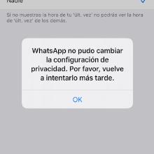 WhatsApp sufre durante cinco horas un fallo técnico que afectaba a la función de última conexión