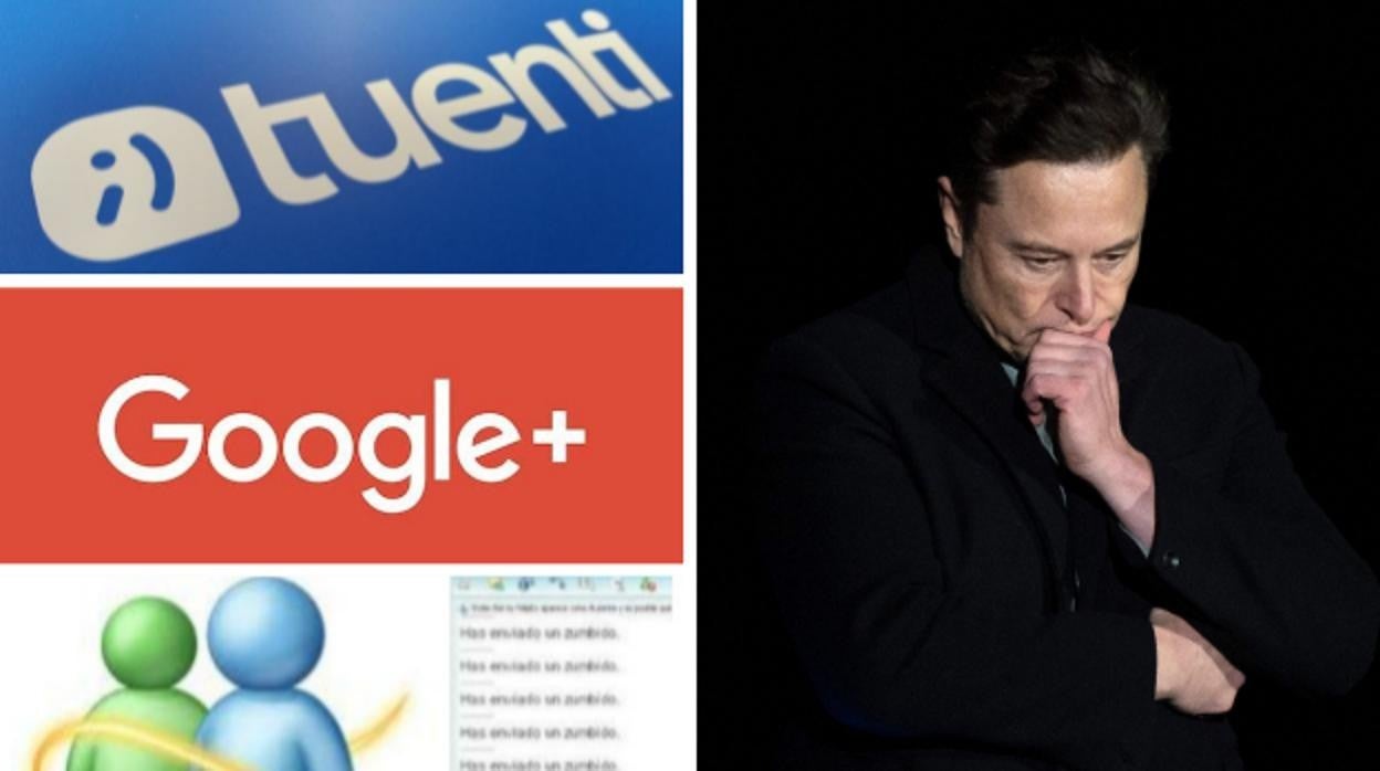 Los logos de Tuenti, Google+, Messenger y el flamante dueño de Twitter Elon Musk