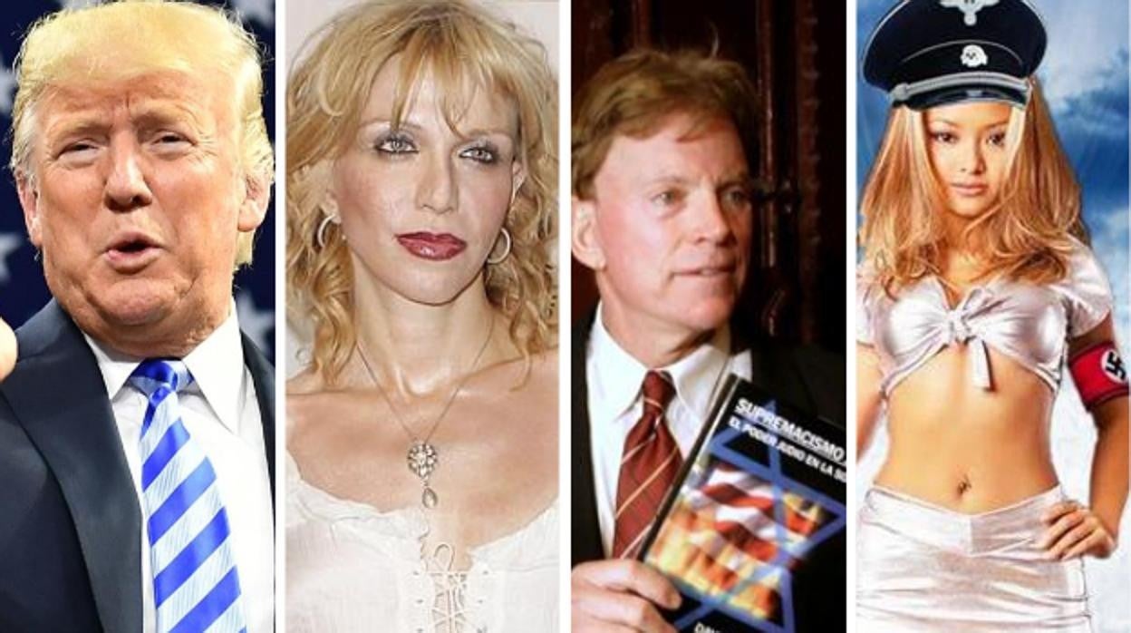 De izq. a der.: Donald Trump, Courtney Love, el exlíder del Ku Klux Klan David Duke y la cantante neonazi Tila Tequila