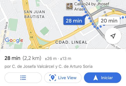 Antes de iniciar el viaje, la 'app' te permite activar la opción Live View