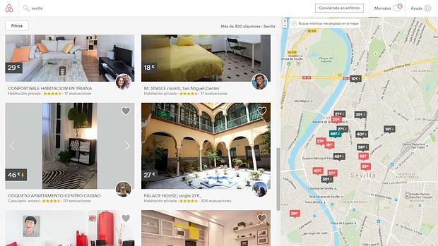 La oferta en Sevilla de apartamentos vacacionales es enorme. Fuente: airbnb.com