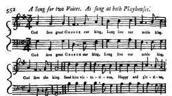 Partitura publicada por The Gentleman's Magazine el 15 de octubre de 1745