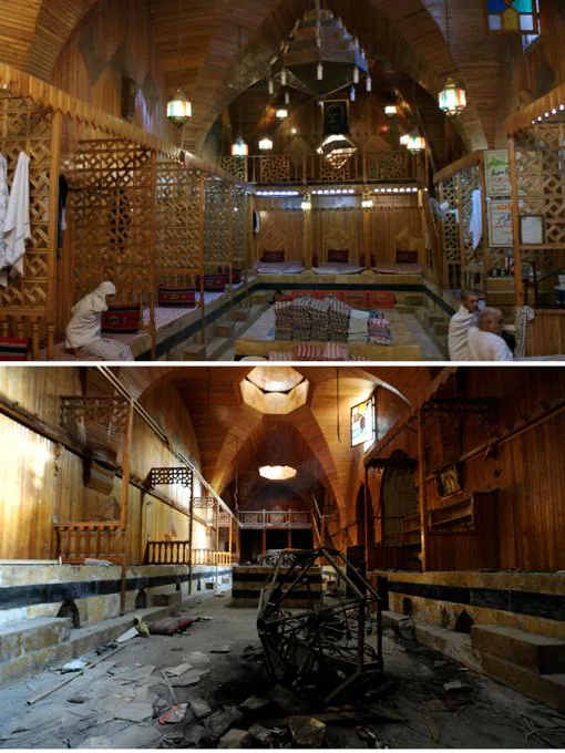 Los históricos baños turcos de Hamam al Nahasin en 2010 y en diciembre de este año