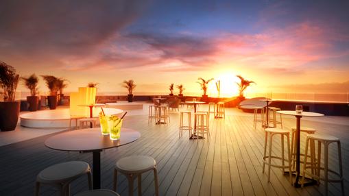 Desde la azotea del Sky Lounge se puede disfrutar el mejor atardecer de Tenerife