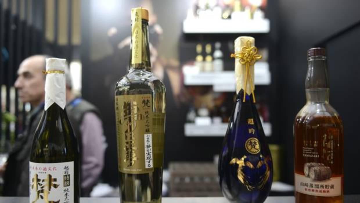 Botellas de sake japonés, en el Reale Seguros Madrid Fusión