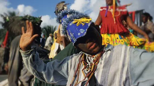 Un participante en un Festival Congo en Portobelo, provincia de Colón (Panamá).