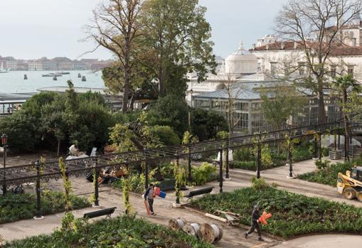 Lso Jardines Reales, durante los trabajos de restauración