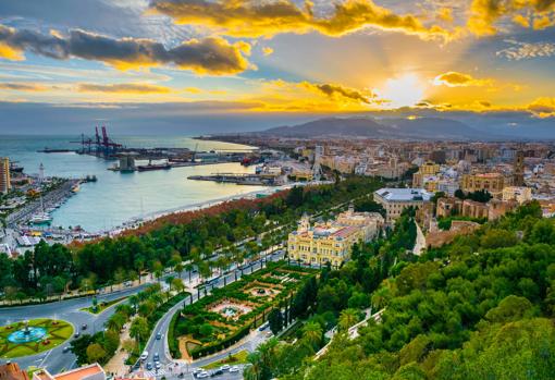 Atardecer desde el mirador de Gibralfaro en Málaga