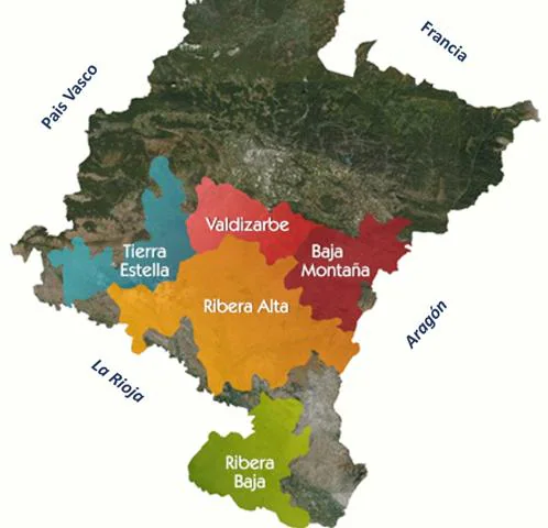 Mapa de la zonas de la D. O. Navarra